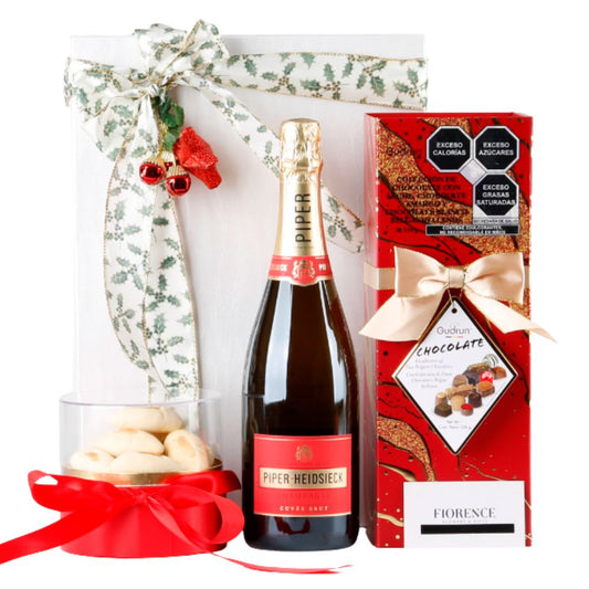 Gourmet Gift with Champagne, Chocolates and Gourmet almond shortbreads