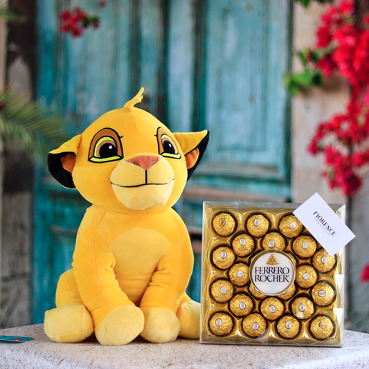 Peluche Simba de "El Rey León" con Chocolates