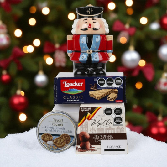 Nutcracker Ceramic Cookie Jar with Cookies and Truffles