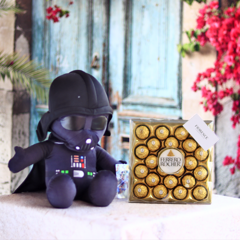 Darth Vader plushie with chocolates