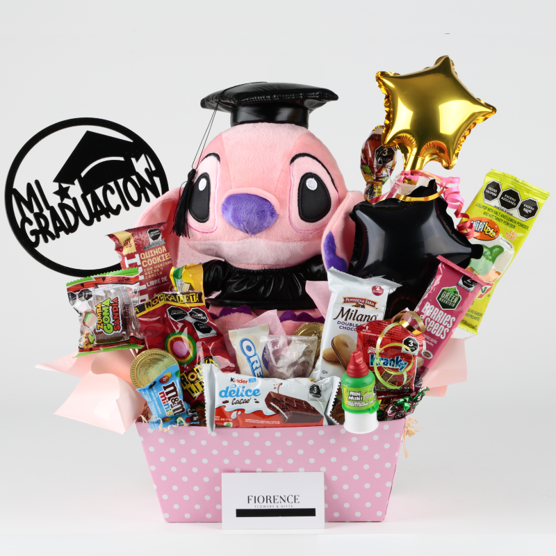 Graduation Stitch with Candy and Balloons.