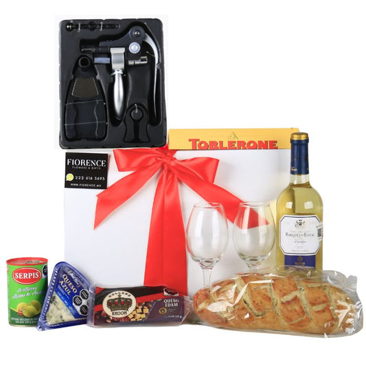 Regalo Premium con vino y quesos
