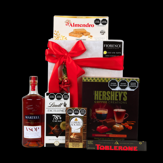 Christmas Gift with French Cognac and Assortment of Chocolates