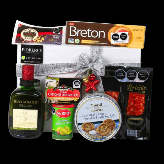 Gift Box with Whiskey and Gourmet Snacks - Gift for Christmas