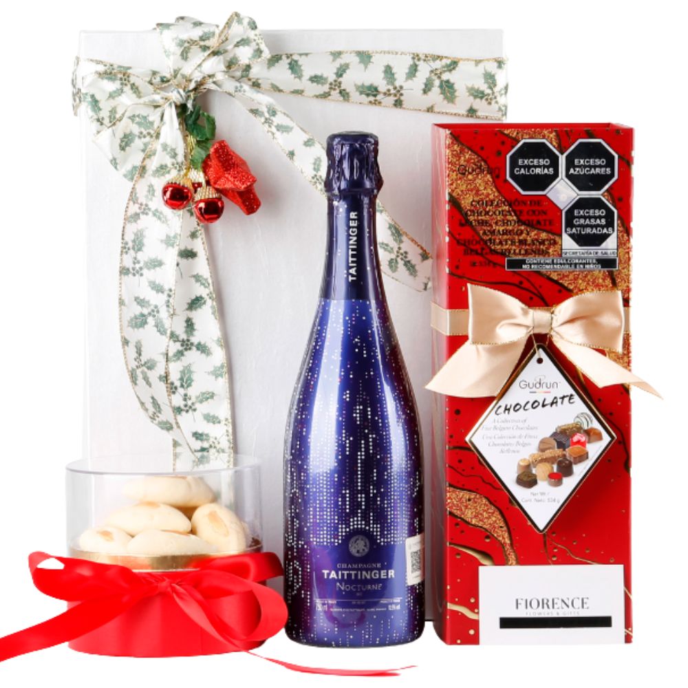 Regalo Gourmet con Champagne Taittinger, Chocolates y Polvorones