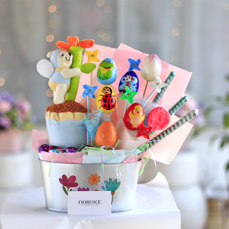 Easter garden with musical interactive plush
