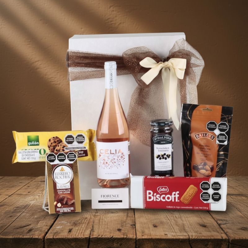 Gourmet Rosé Box | Celia Wine, Ferrero Rocher & Select Snacks