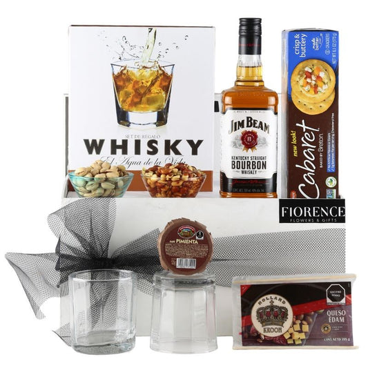 Special Jim Beam Whiskey with Accessories Case, Cheese and Gourmet Snack
