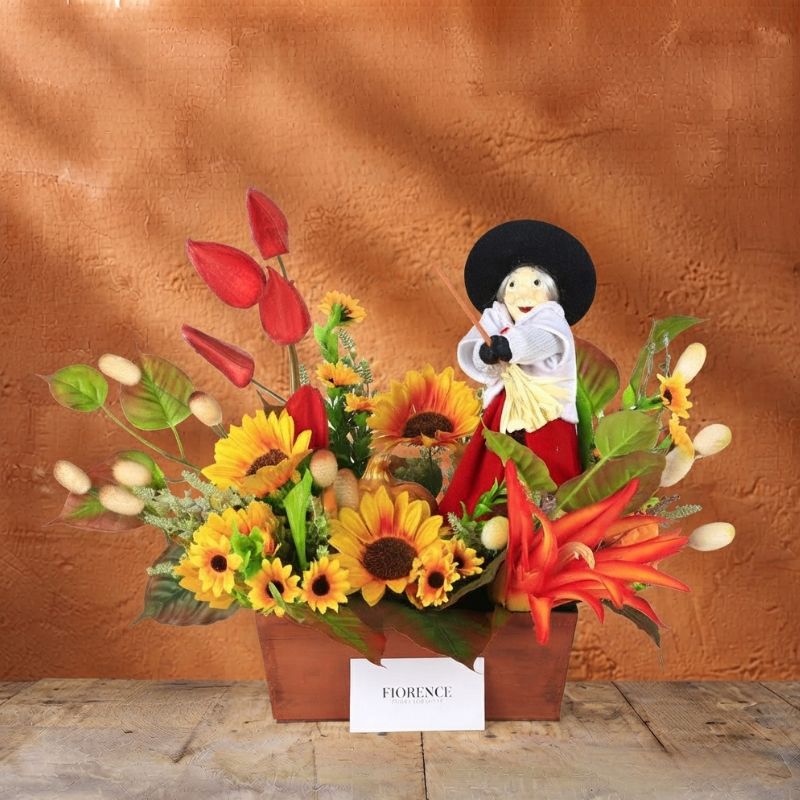 Arreglo para Halloween con Brujita Decorativa