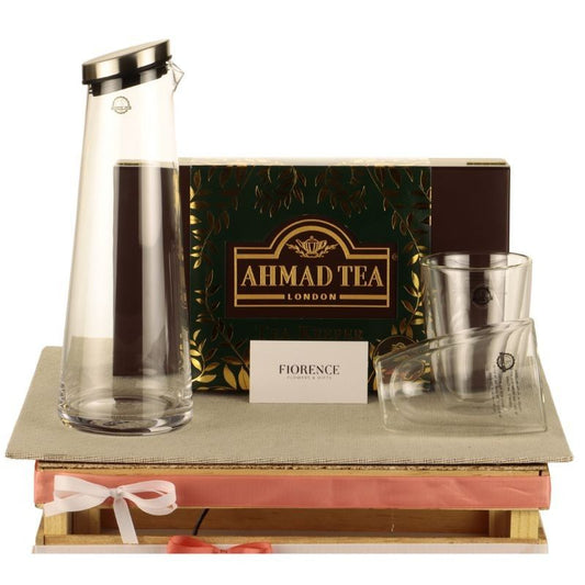 Imported Teas with Double Wall Glass Carafe and Glasses Set