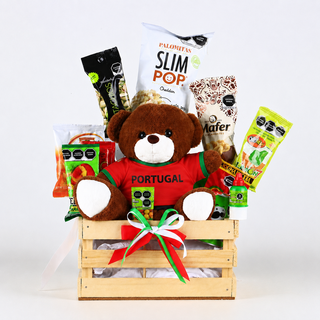 Guacal Mundialista "World Cup Fan": Botanas y Peluche Personalizado