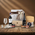 Gift Box with Red Wine Bottles and Gourmet Selection