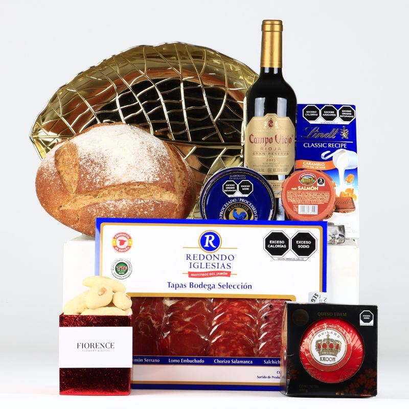 Vino Tinto Campo Viejo con Variedad de Productos Gourmet - Regalo Gourmet