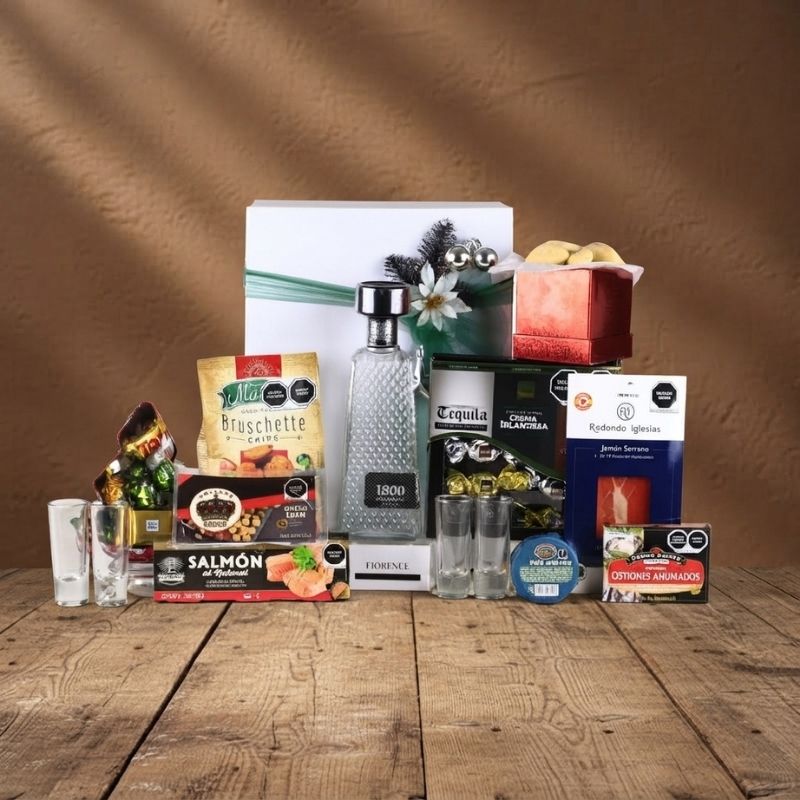 Caja Navideña de Regalo Tequila 1800 Cristalino Deluxe | Selección Gourmet