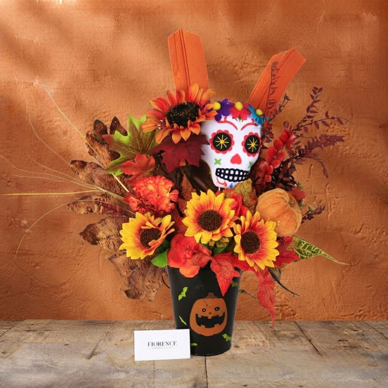 Centro de Mesa Floral Halloween & Día de Muertos