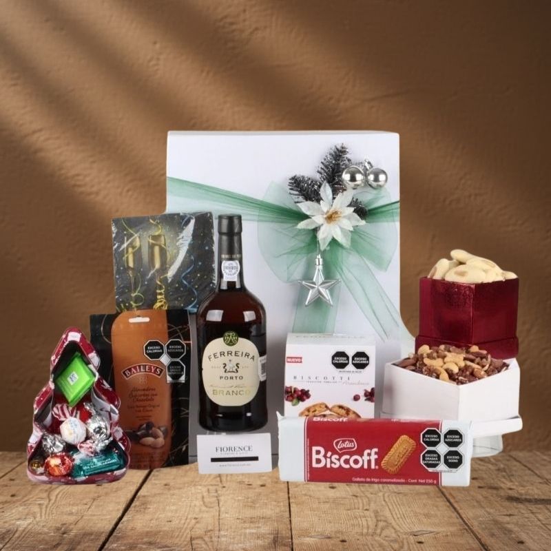 Regalo Navideño Premium con Oporto, Chocolates y Galletas Gourmet