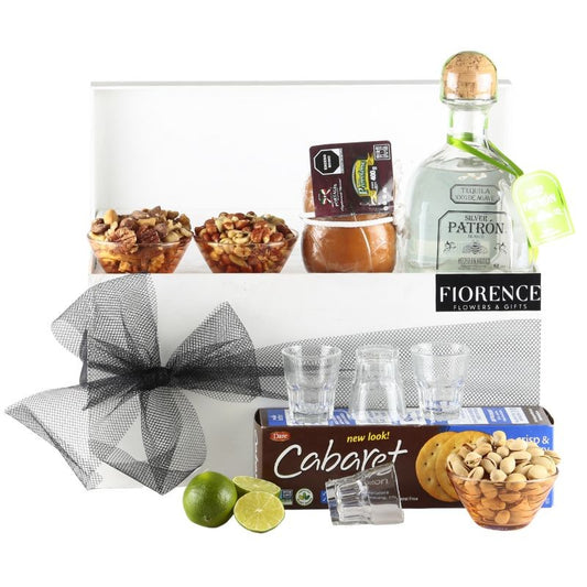 Incredible gift with Tequila Patrón Silver, Cheese and Assorted Snacks