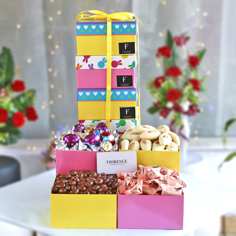 "Happy Easter" Gift Tower with Chocolates and more