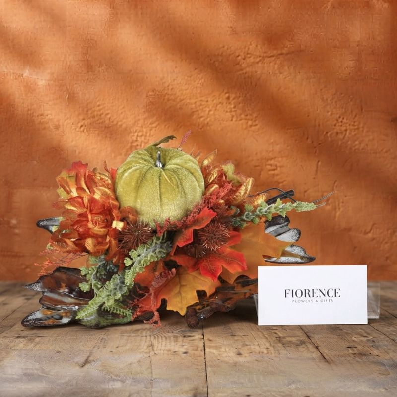 Centro de Mesa Halloween Calabaza Encantada con Flores Otoñales