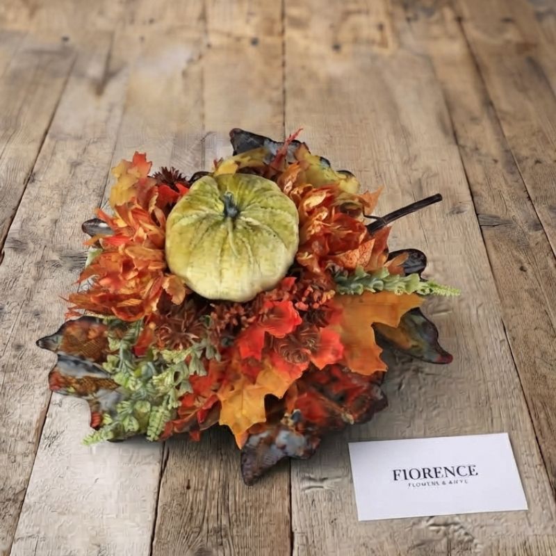 Centro de Mesa Halloween Calabaza Encantada con Flores Otoñales