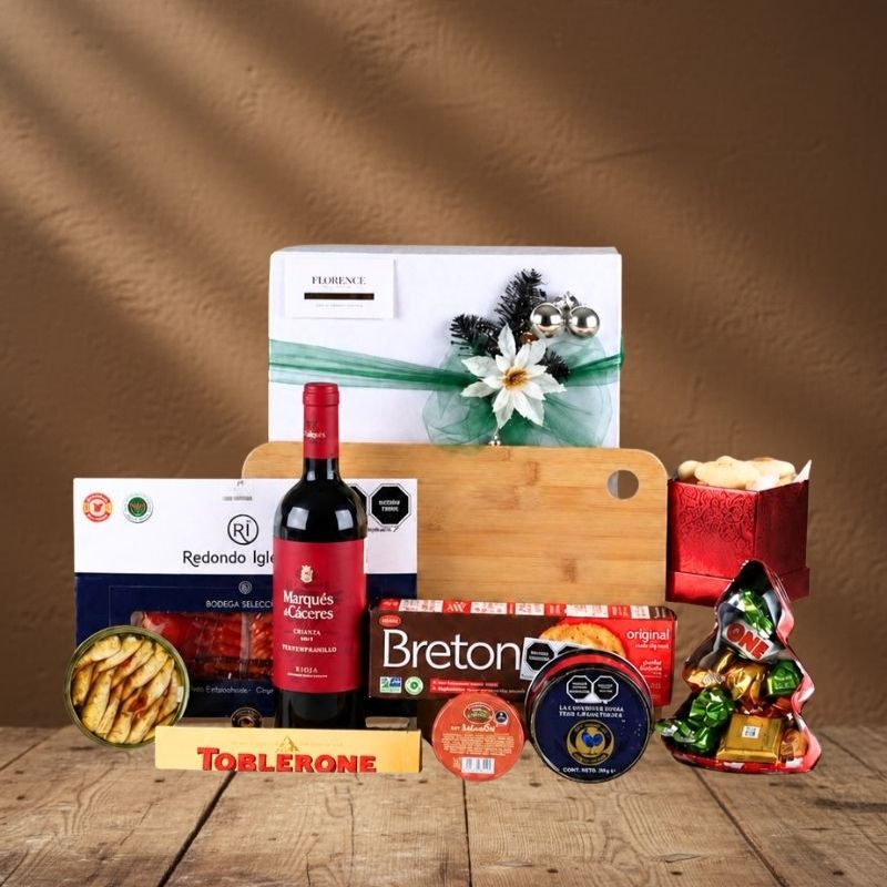Christmas Gourmet Gift: "Rioja" – Marqués de Cáceres and Bamboo Board