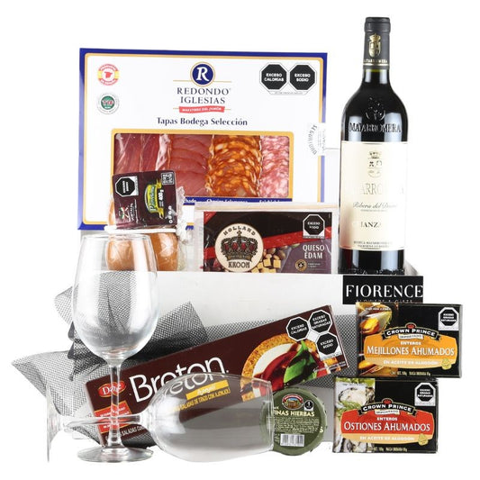 Gourmet Gift with Matarromera Wine, Charcuterie, Cheese, Crackers and More
