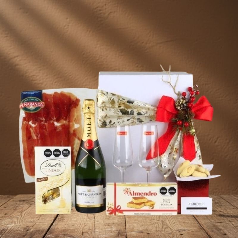 Christmas Gourmet Set "Champagne & Serrano" Luxury Gift Box: Moët & Chandon Imperial & Premium Pairing