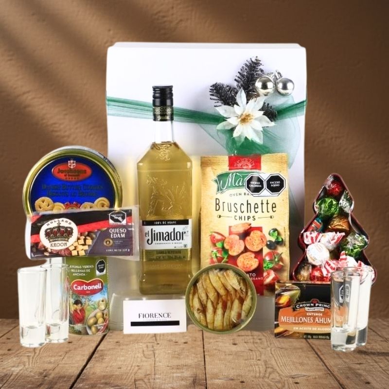 Regalo Navideño Premium con Tequila Jimador Añejo y Productos Gourmet