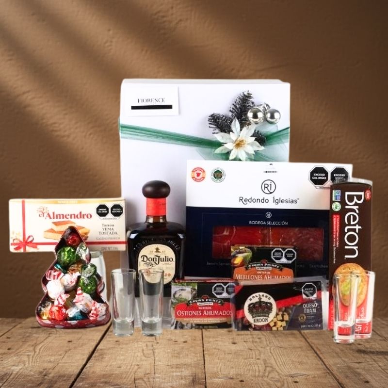 Regalo Navideño Gourmet con Tequila Don Julio Añejo y Productos Selectos