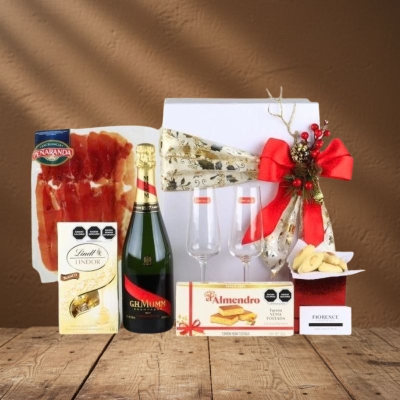 Christmas Gourmet Set "Champagne & Serrano" Luxury Gift Box: G.H. Mumm Brut & Premium Pairing