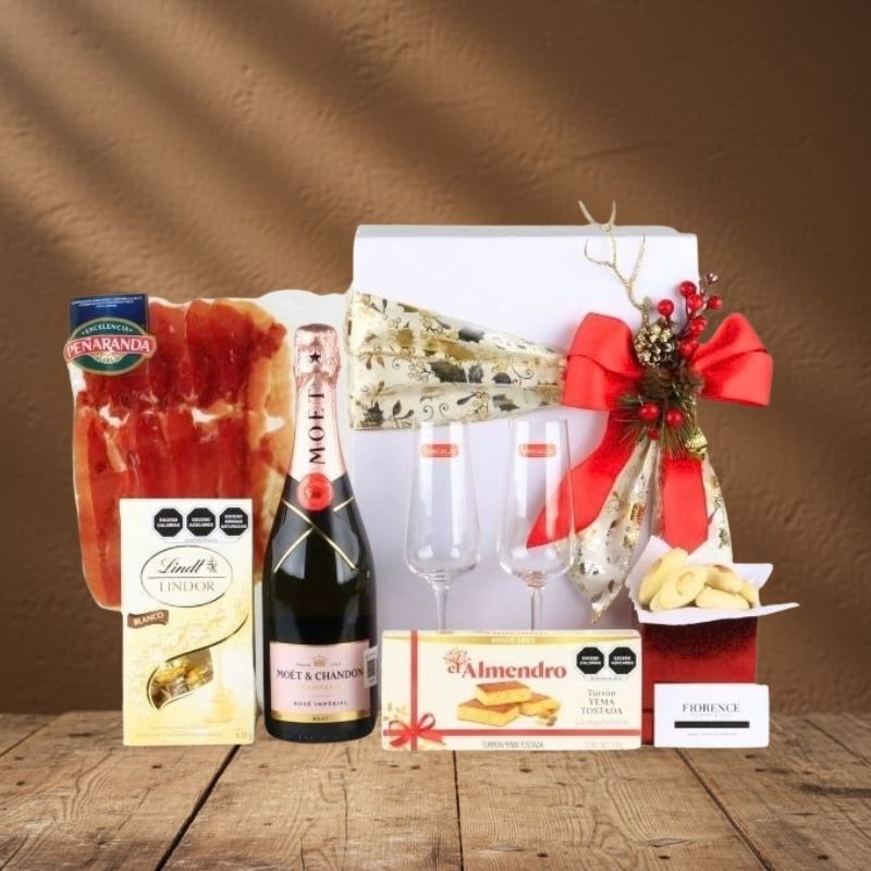 Set Navideño Gourmet "Champagne & Serrano": Moët & Chandon Rosé Imperial y Maridaje de Lujo