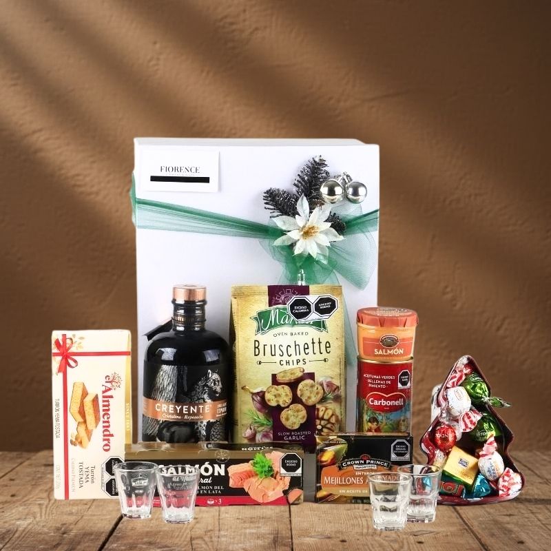 Regalo Navideño con Mezcal Creyente 100% de agave y Productos Gourmet