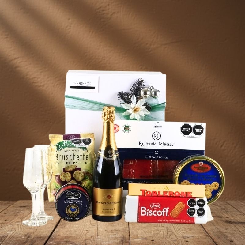 Regalo Gourmet Navideño con Vino Espumoso Baron D'Arignac