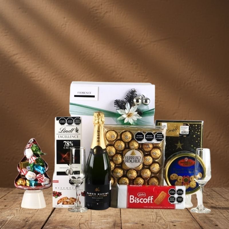 Sweet Gourmet Christmas Gift with Baron Maxime Brut Gold French Sparkling White Wine