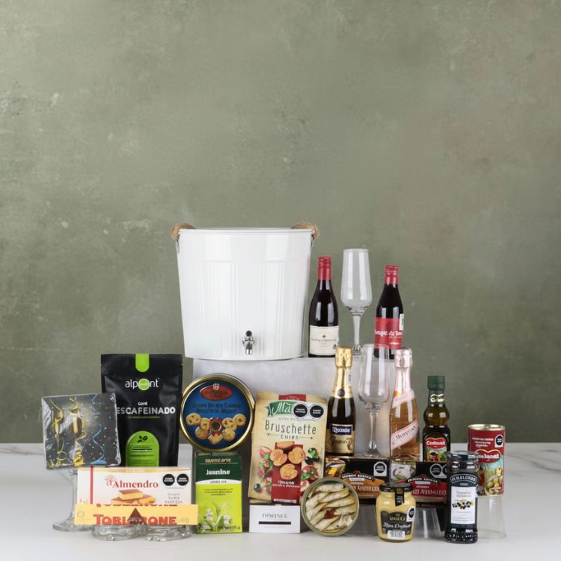 Regalo Navideño Deluxe con Vinos y Selección Gourmet