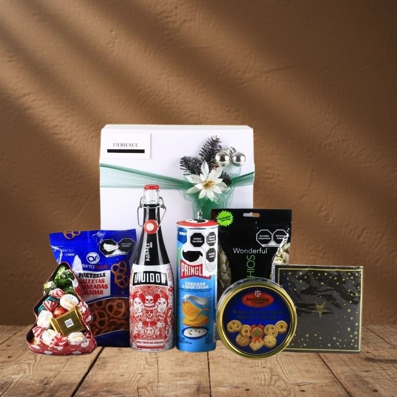 Christmas Gift Box with Vividor Spanish Red Wine Spritzer and Snacks