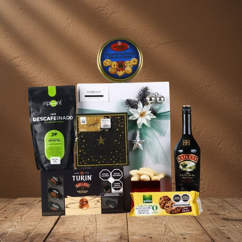 Regalo Navideño Gourmet "Sweet Baileys & Coffee": Licor, Chocolates y Selección de Galletas