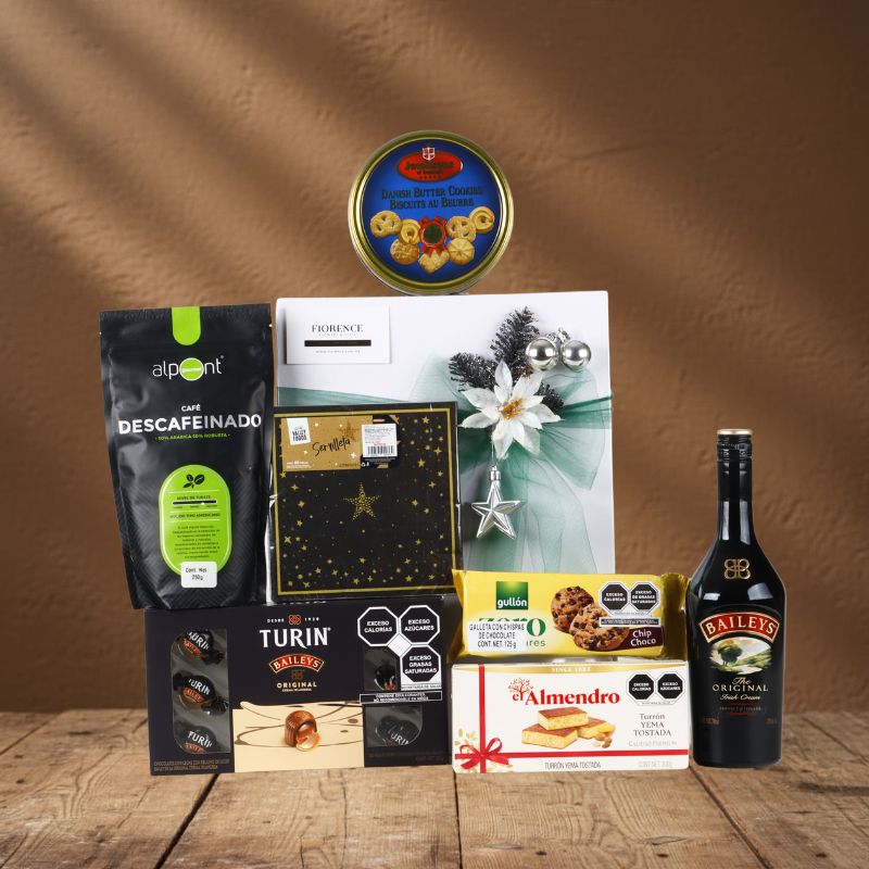 Regalo Navideño Gourmet "Sweet Baileys & Coffee": Licor, Chocolates y Selección de Galletas