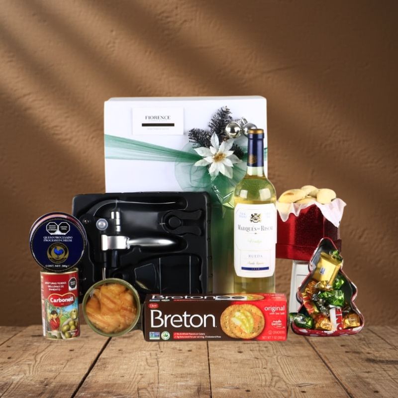 Luxury Spanish White Wine Marqués del Riscal & Gourmet Christmas Gift Set