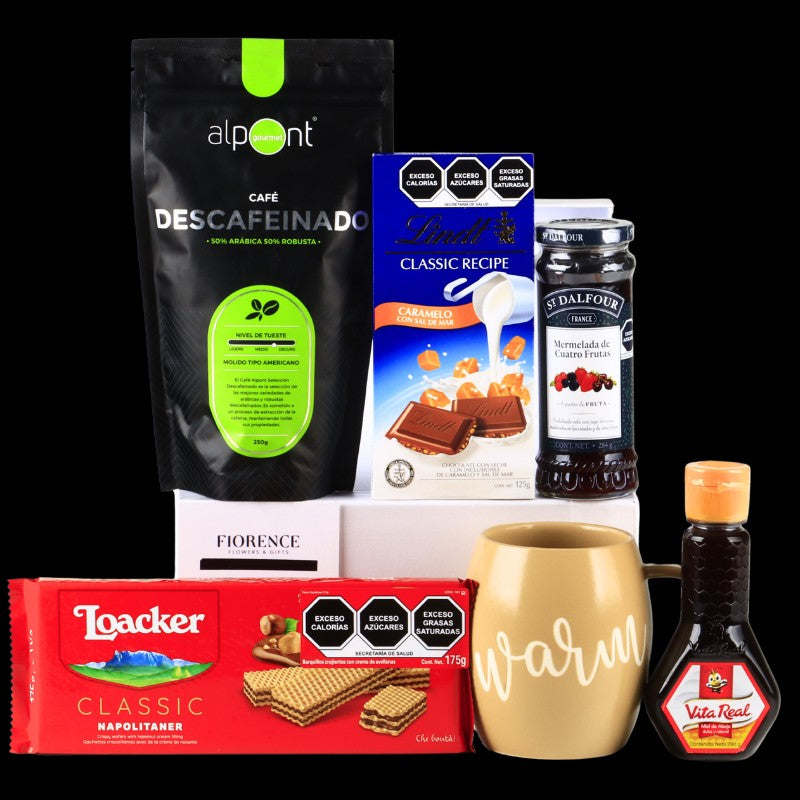 Regalo con Café Descafeinado Alpont y delicias dulces.