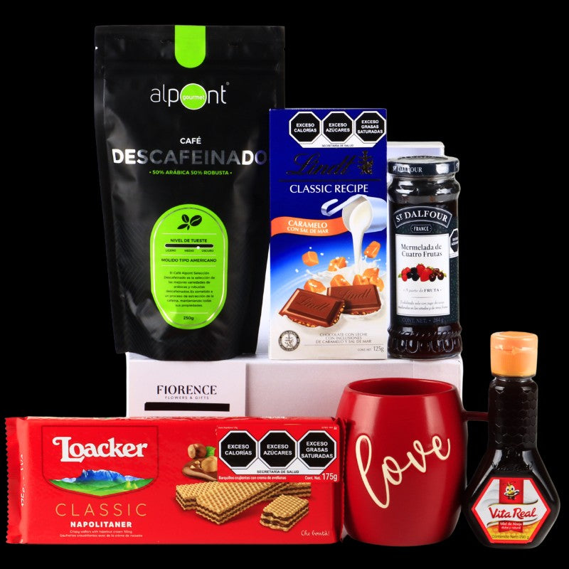 Regalo con Café Descafeinado Alpont y delicias dulces.