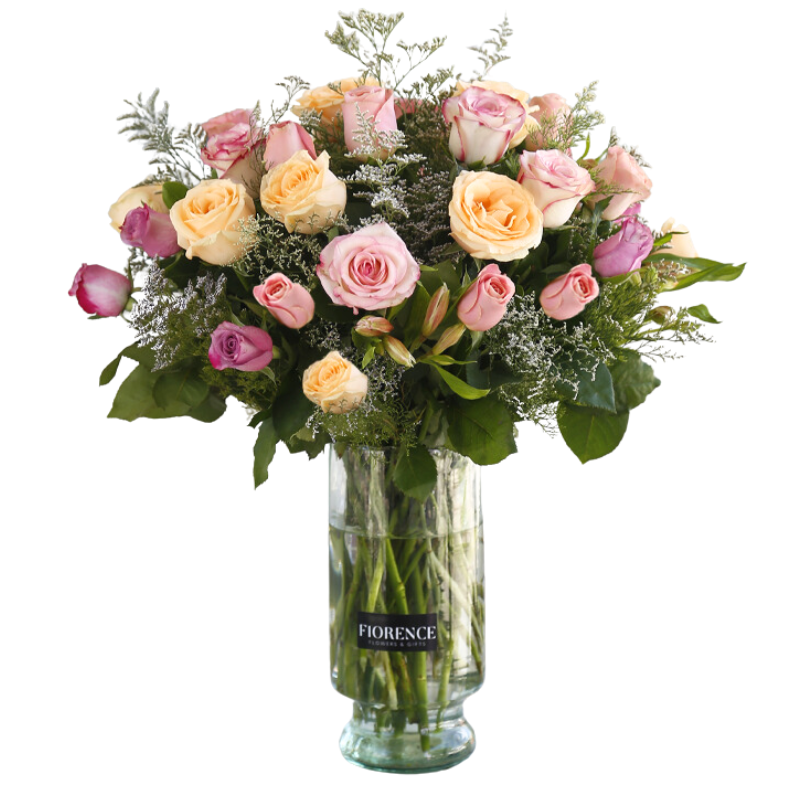 Two Dozen Pink Roses in vase