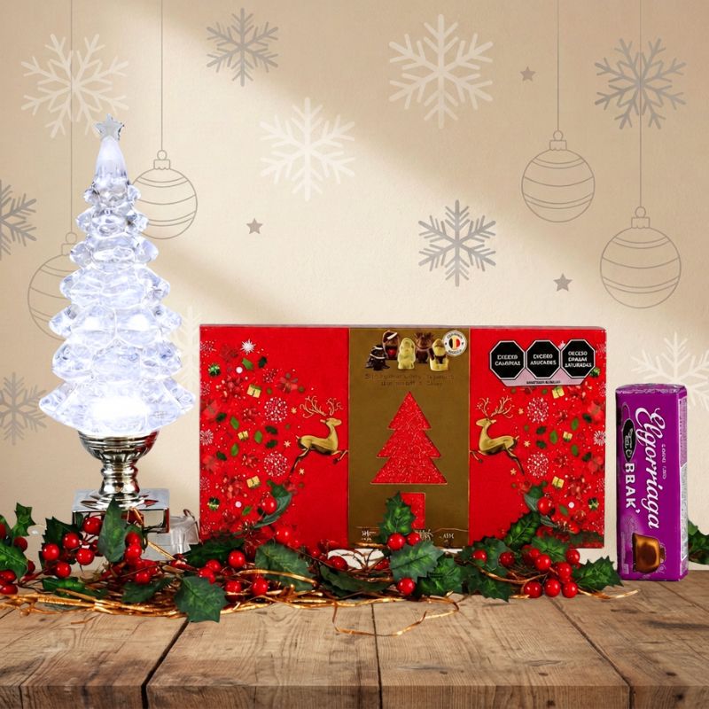 Árbol de Acrílico con Luz LED de Diferentes Colores, Chocolates & Galletas