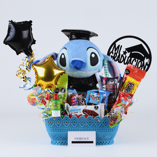Graduation Stitch with Candy and Balloons.