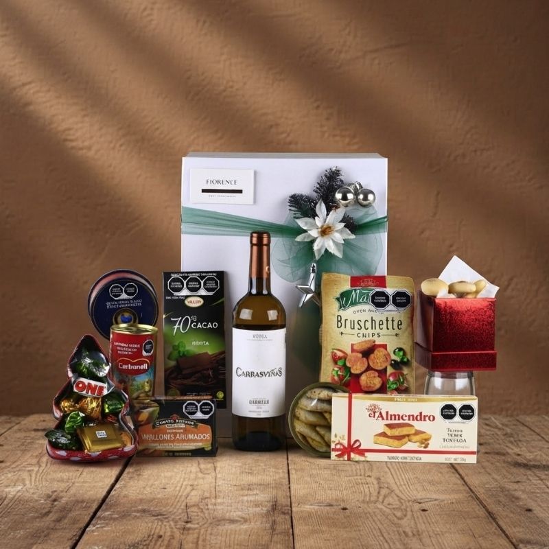 Caja de Regalo Navideño Carrasviñas Vino Blanco | Selección Gourmet de Mariscos