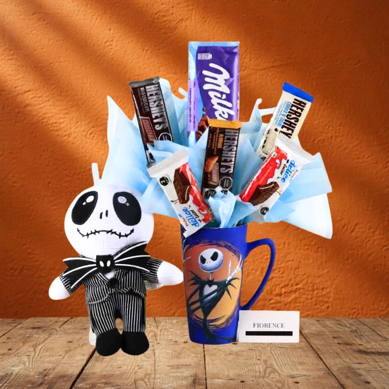 Jack Skellington Halloween Candy Bouquet & Plush Gift Set 