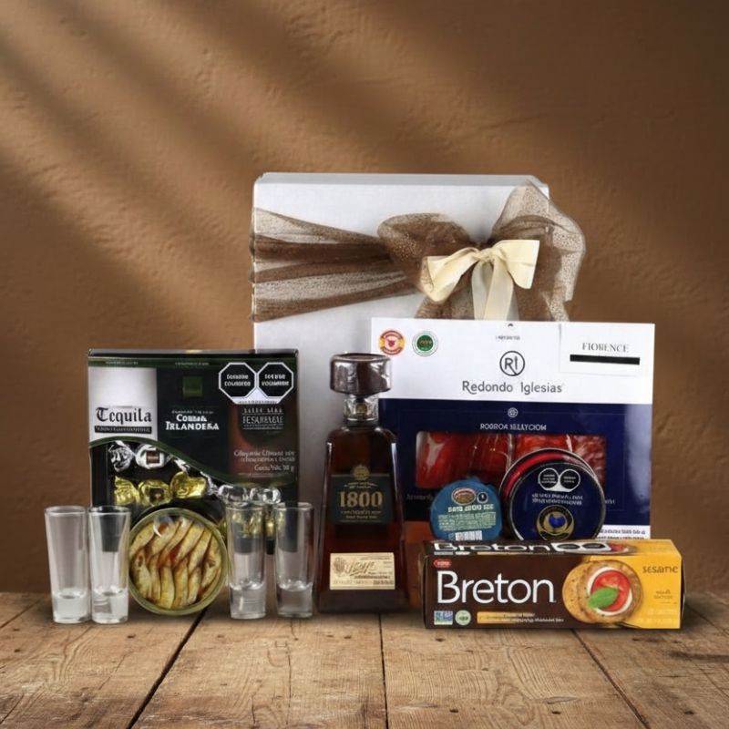 Caja de Regalo Deluxe Tequila 1800 Añejo – Charcutería, Queso y Trufas de Chocolate