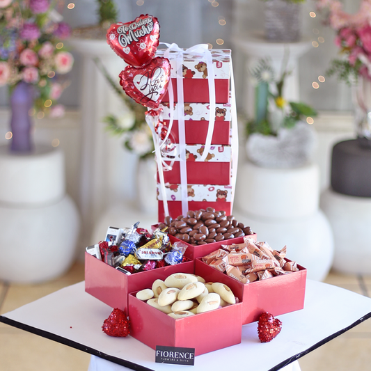 Gift Tower with Assortment of Chocolates and Sweets