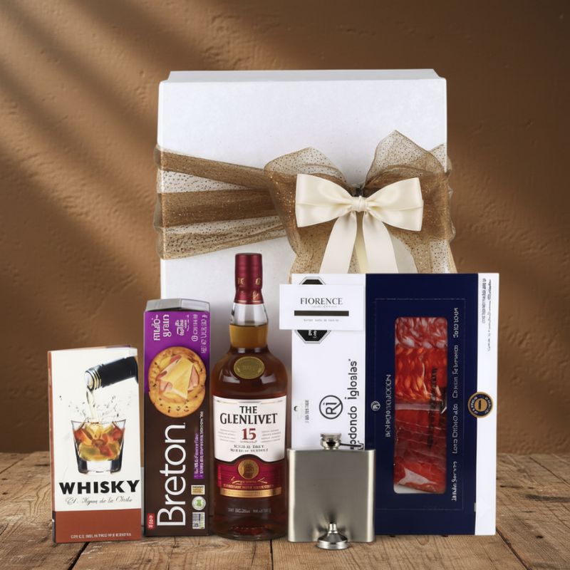 Gourmet Gift Box with The Glenlivet 15 Whisky and Spanish Charcuterie