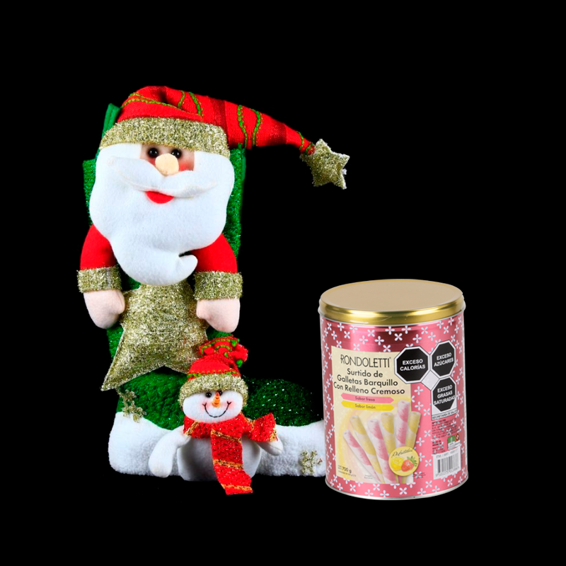 Beautiful Christmas Stocking with Santa Claus and Cream-Filled Cookies